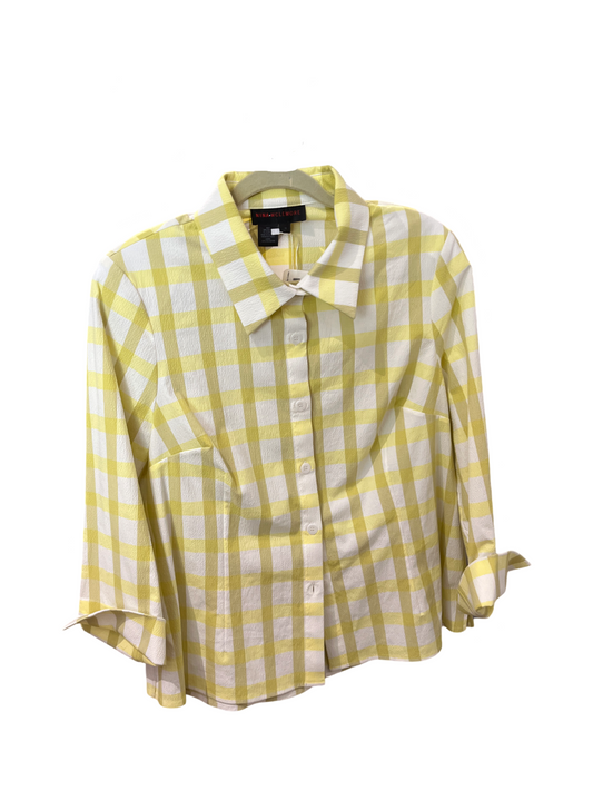 Nina McLemore Plaid Yellow Collared