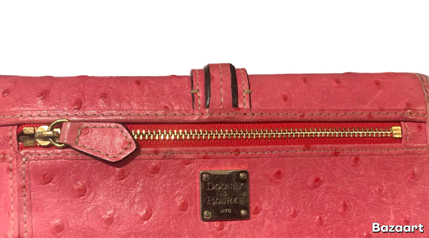 Dooney & Bourke Pink Ostrich Checkbook Wallet