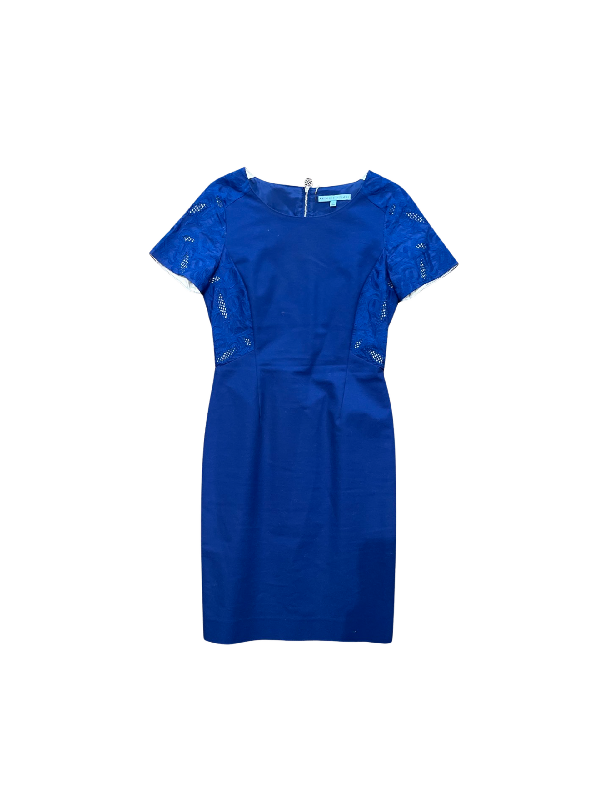 Antonio Melani Lace Insert Midi Dress Blue S2 Antonio Melani Lace Insert Midi Dress Blue S2