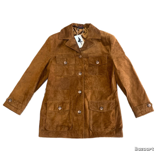 Vintage 70s Virginia Slim women's  camel brown suede blazer  jacket