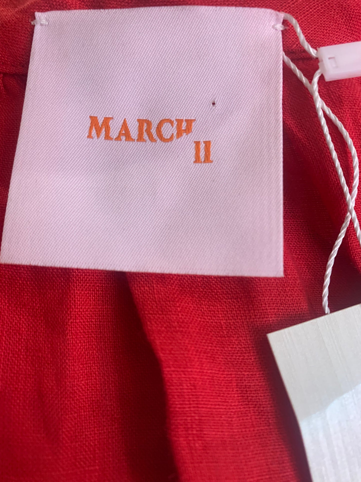 March 11 red linen dress