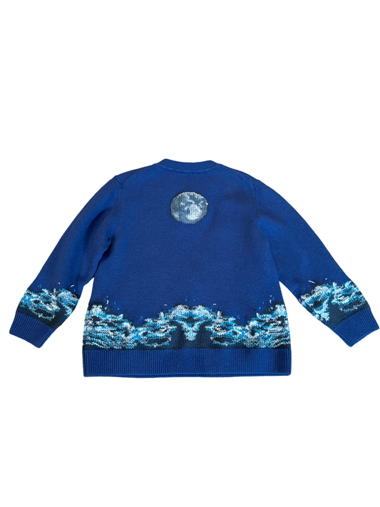 Burberry Ink Blue Liannah Intarsia Mermaid Wool Sweater