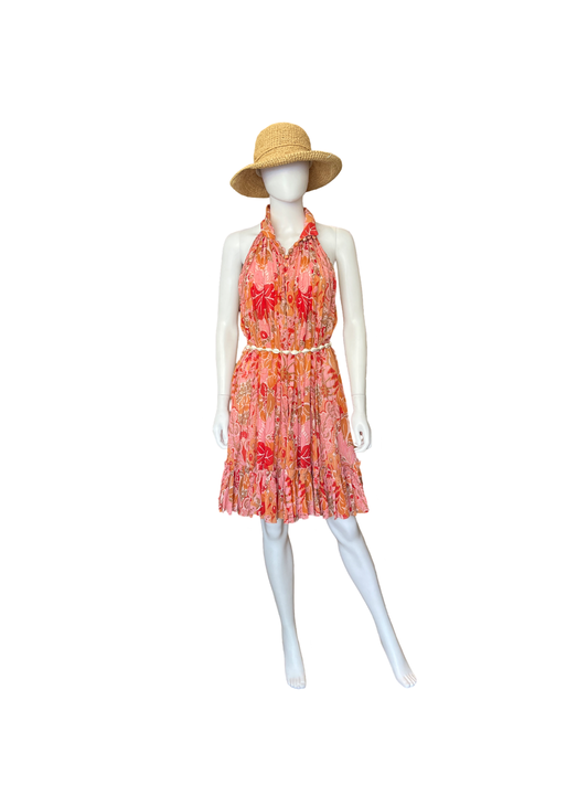 Zimmermann Orange Violet Short Halter Dress Size 10