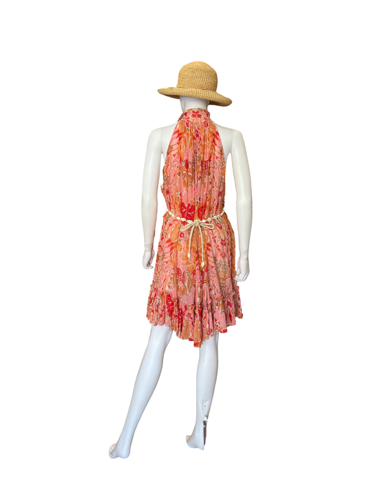 Zimmermann Orange Violet Short Halter Dress Size 10