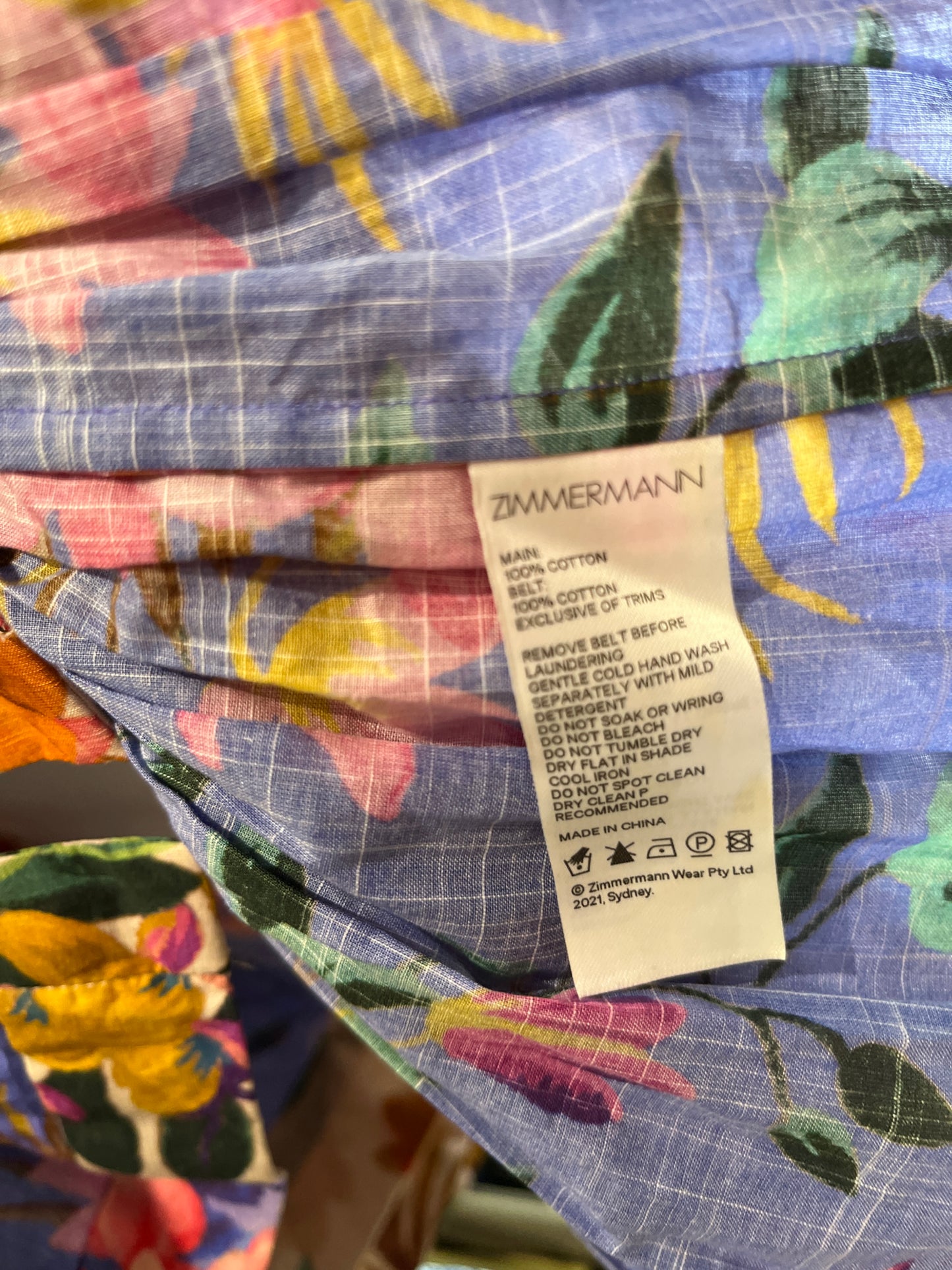 Zimmermann Tropicana Print Belted Mini Dress Size 8 USA