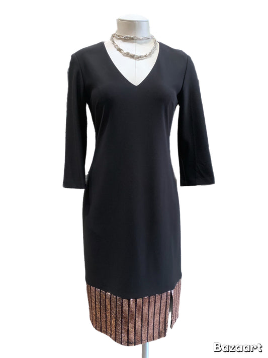 Joseph Ribkoff Black Modele/Rose Gold Sequins Dress