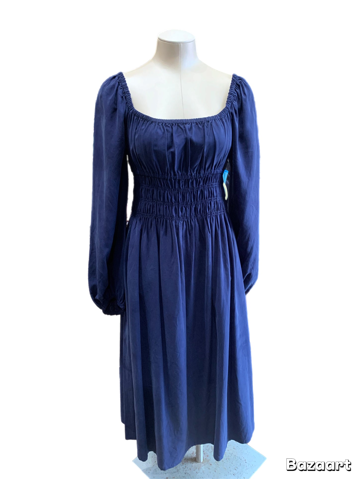Hill House The Jade off the shoulder navy dress