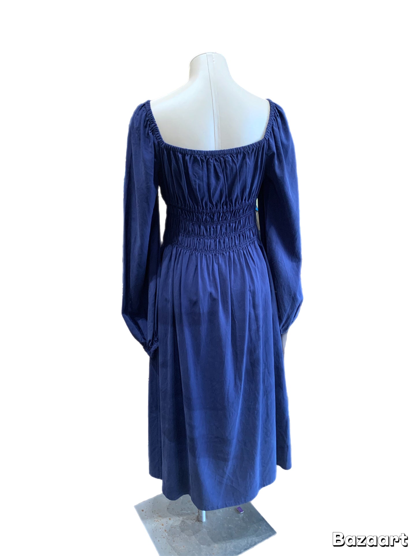 Hill House The Jade off the shoulder navy dress