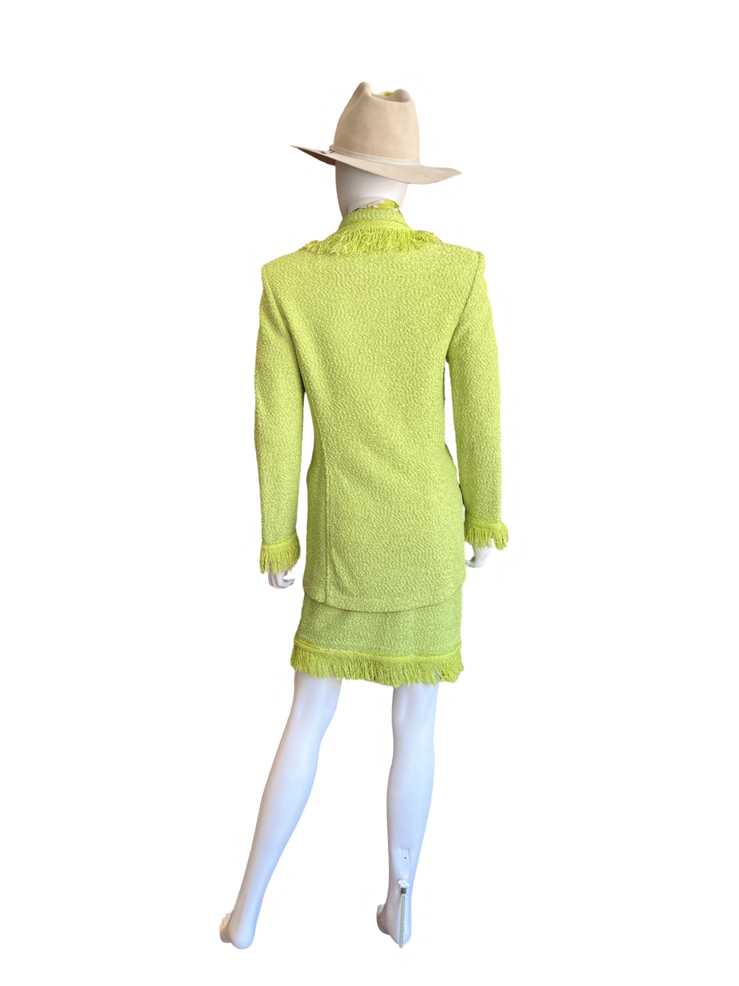 St John Couture Green Sparkly Skirt Set
