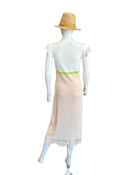 Chanel White, Green, and Pink Simple Dress