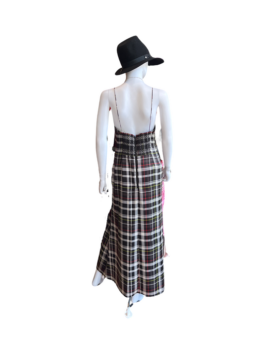 Alice + Olivia Julietta Checked Satin Midi Slip Dress Size 10