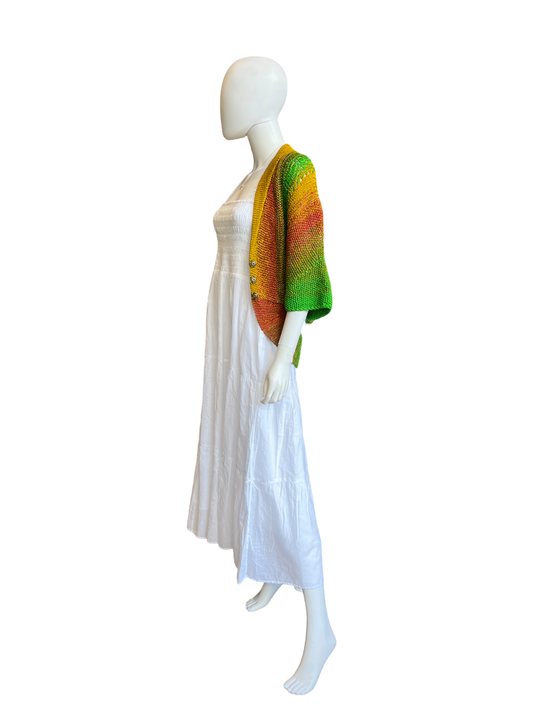 Oscar De La Renta Green-Yellow Ombre Silk Knit Cardigan /S