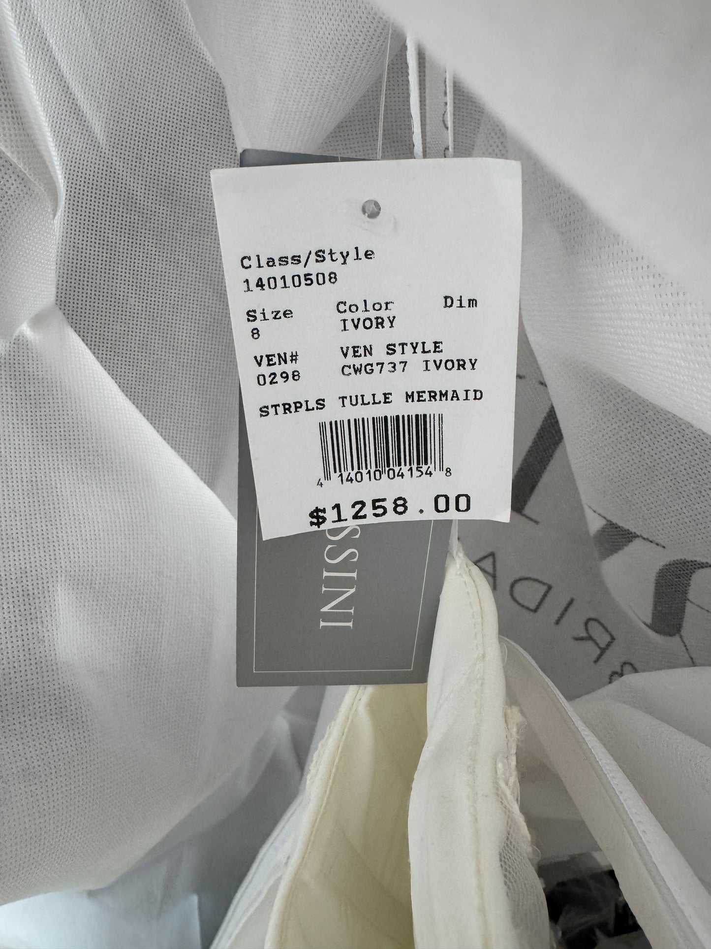 Oleg Cassini Strapless Mermaid Wedding Dress Size 8