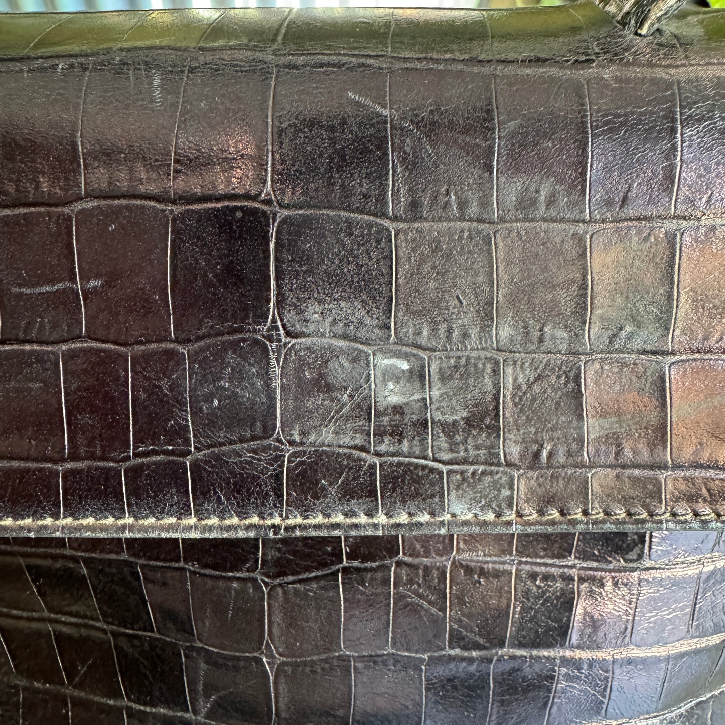 Salvatore Ferragamo Top Handle Brown Crocodile Bag