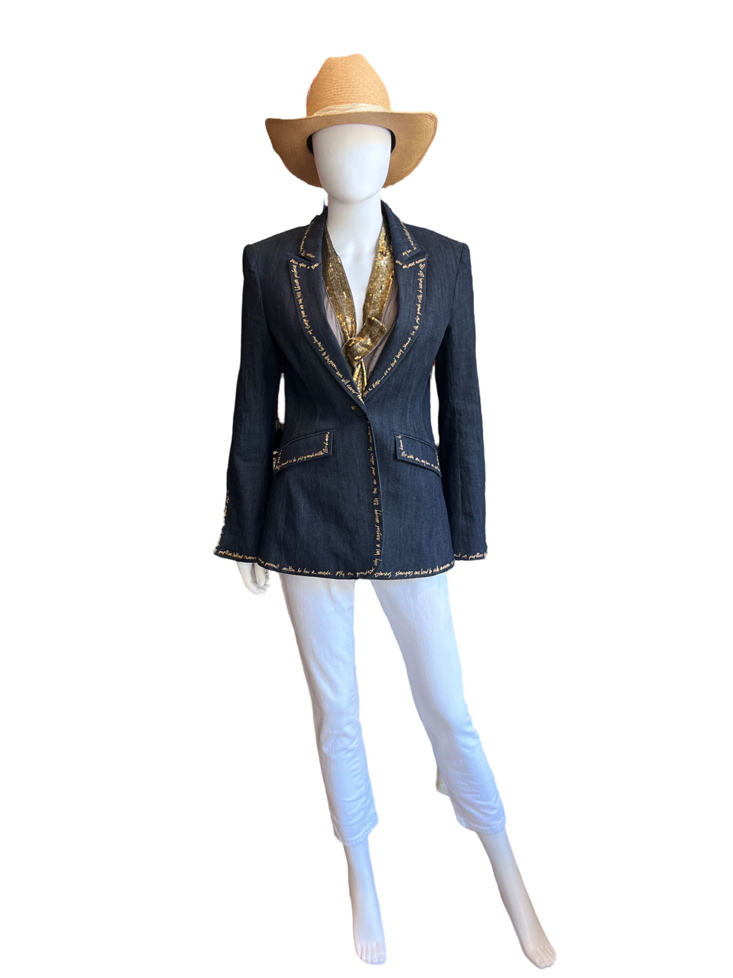 Cinq a Sept Cheyenne Love Letter Embellished Denim 6