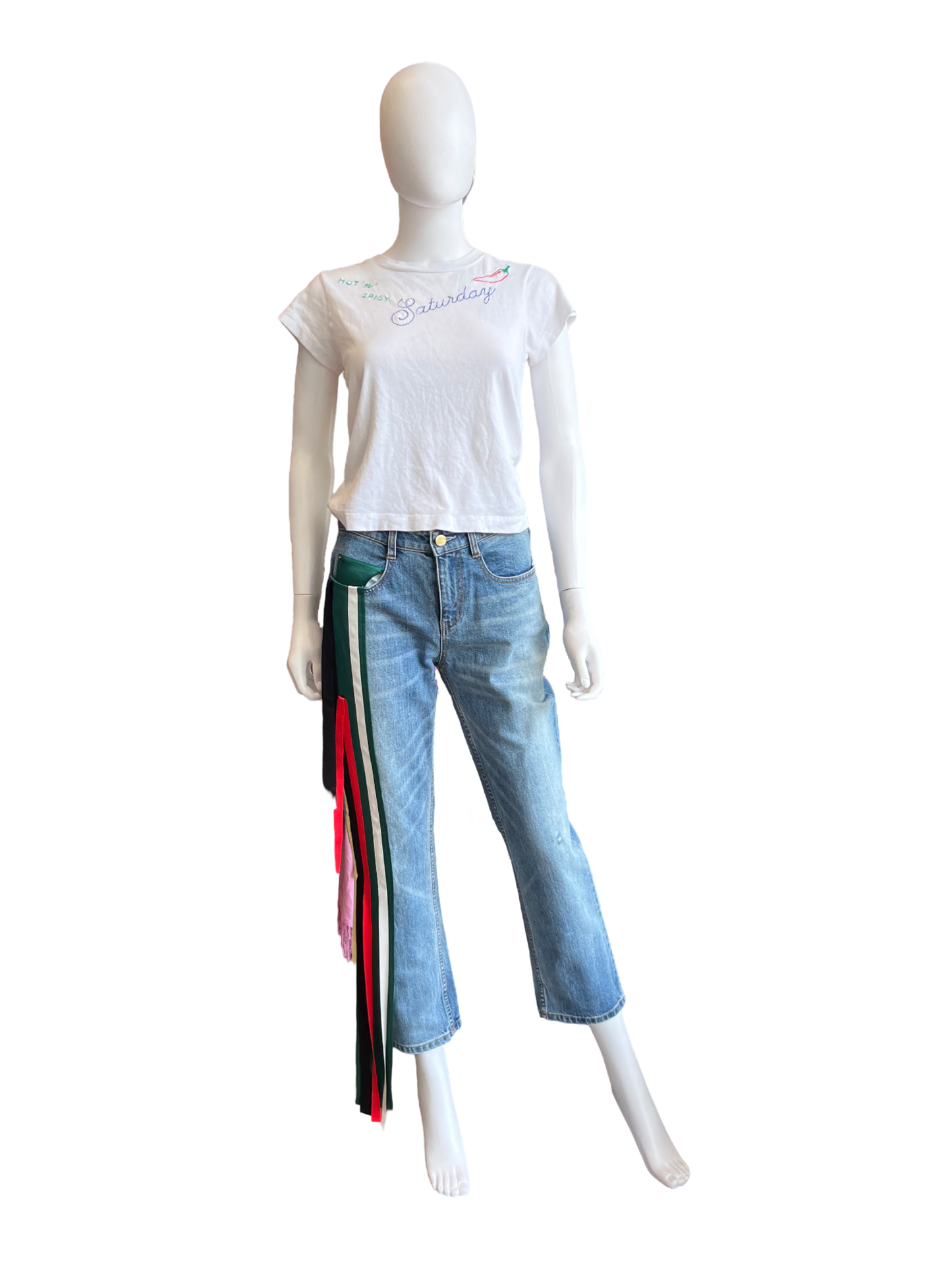 Hellesy Ono Silk Ribbon Accent Jeans