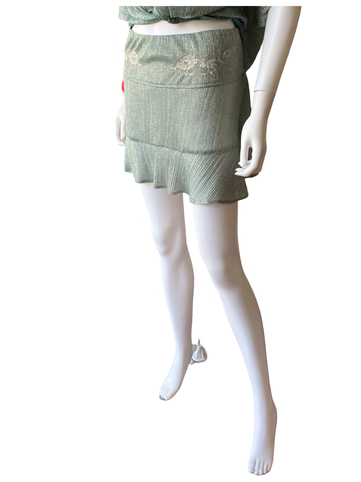 Vanita Rosa Maille Sky French Lace Applique Noe Skirt /One Size