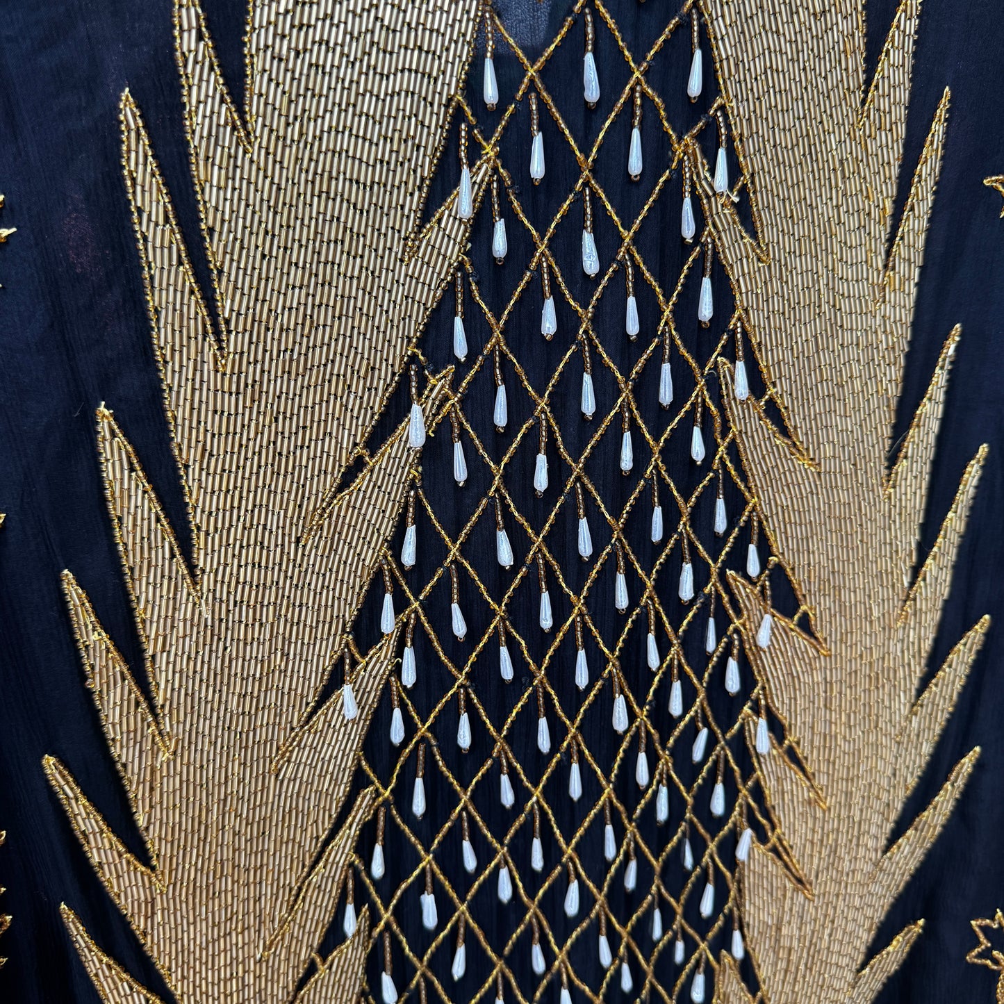 Vintage Tan Chho Black Beaded Jacket Size Medium