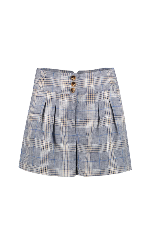 Veronica Beard "Alicia" Pleated Checked Linen Short Size 2