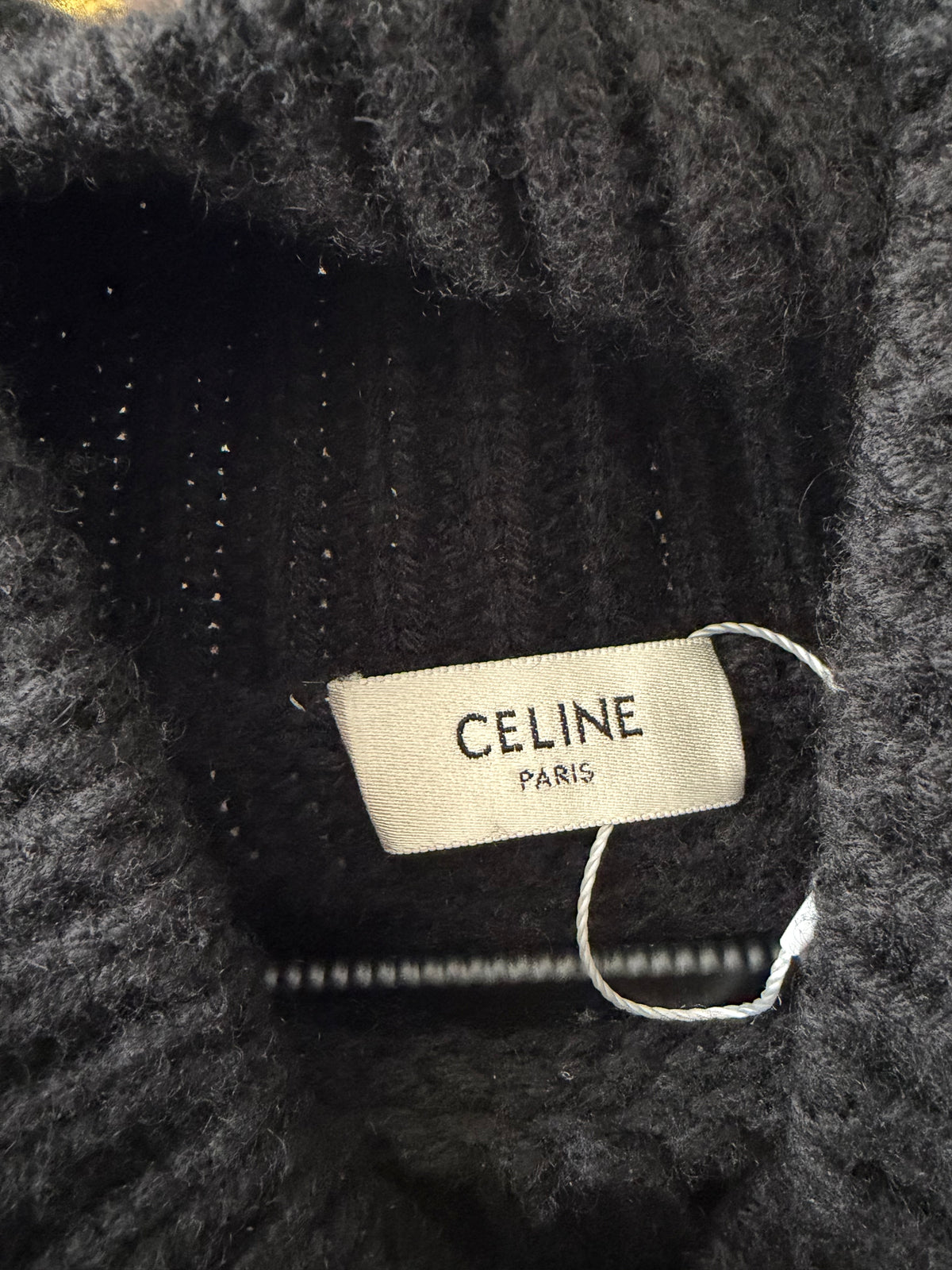 Celine Cashmere Black Cable Knit Sweater Size M