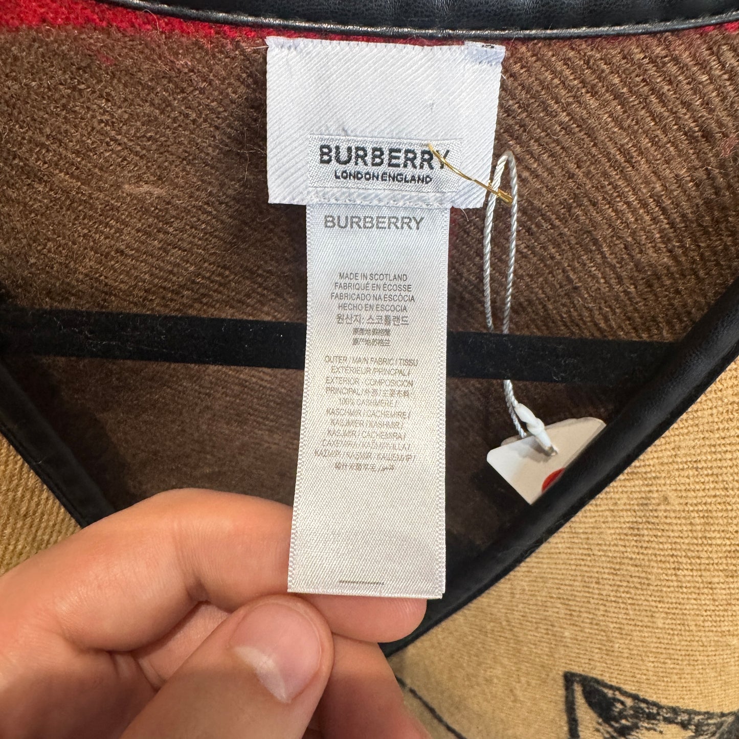Burberry Gallant Knight Wool Cape with Leather Trim