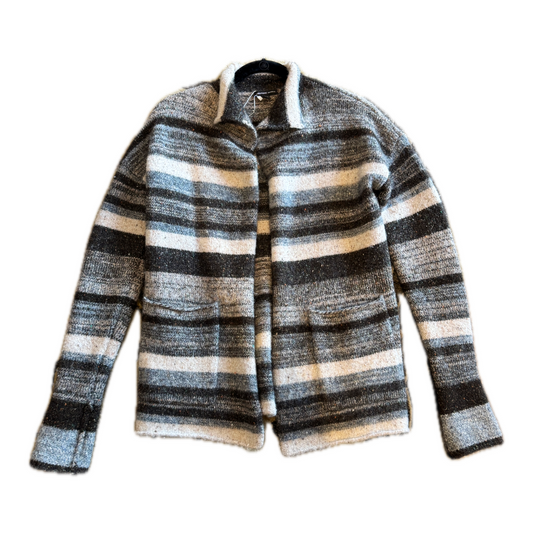 James Perse Brown Striped Wool Blend Cardigan