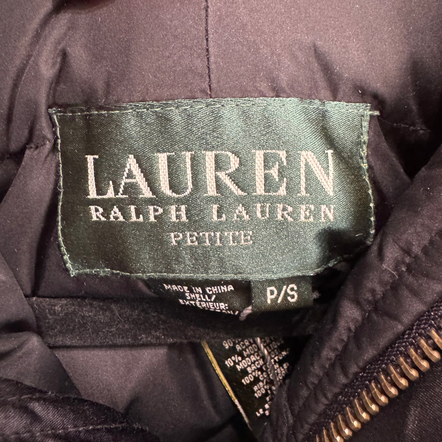 Lauren Ralph Lauren Faux Fur Hood Black Puffer Jacket Size Small