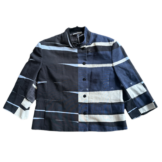 Akris Punto Women's Printed Jacket Blazer in Shades of Blue US 8