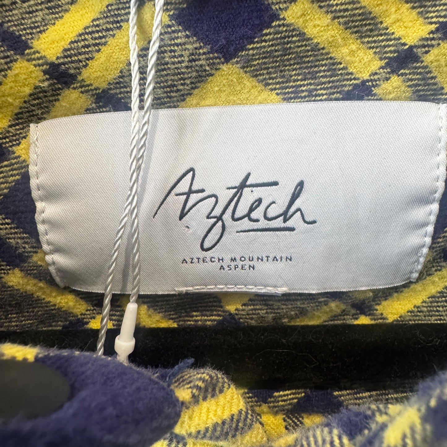 Aztech Mountain Logo Peak Shirt Size Medium Blue Yellow Plaid