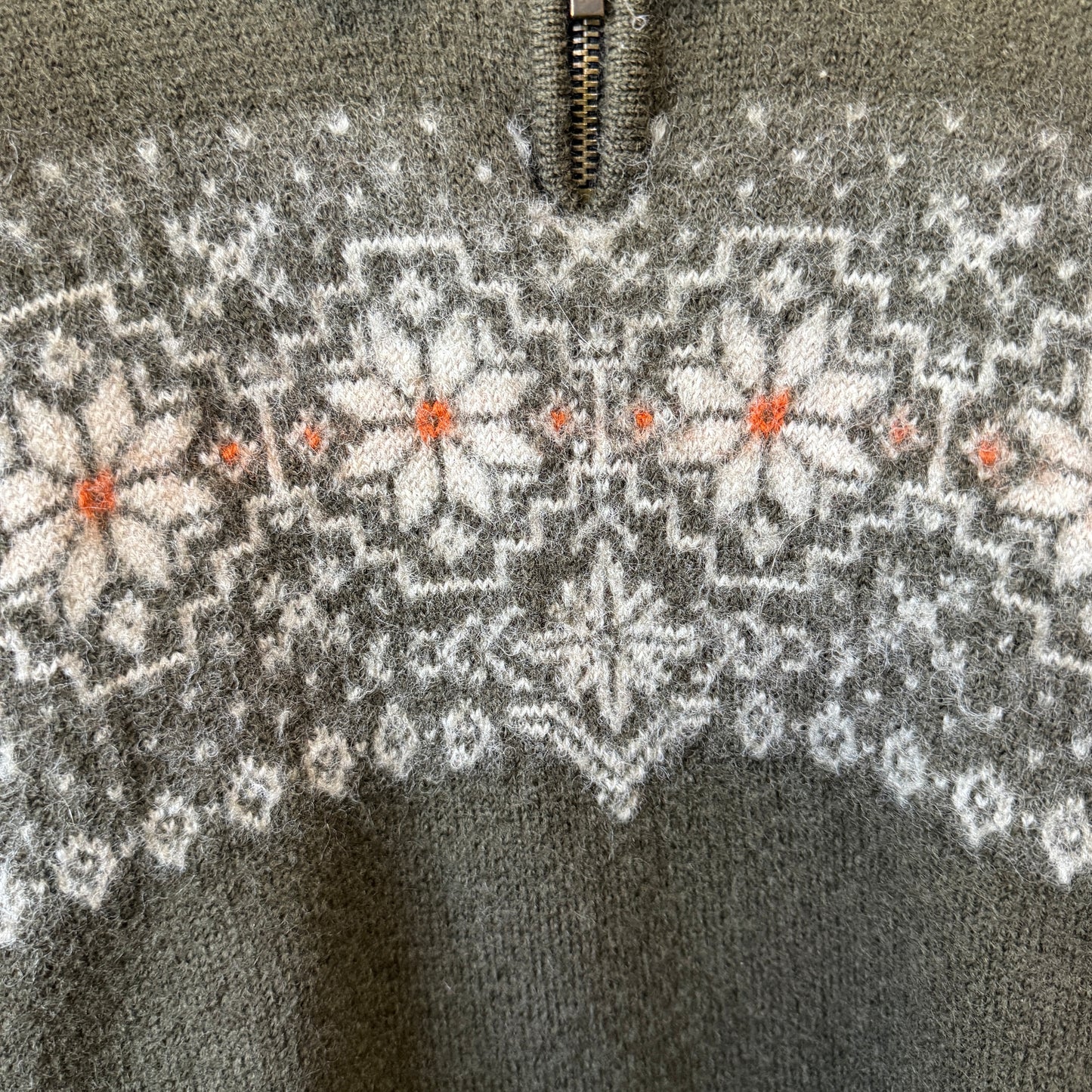 Dale of Norway Wool Nordic Sweater Medium Quarter Zip Fair Isle Green