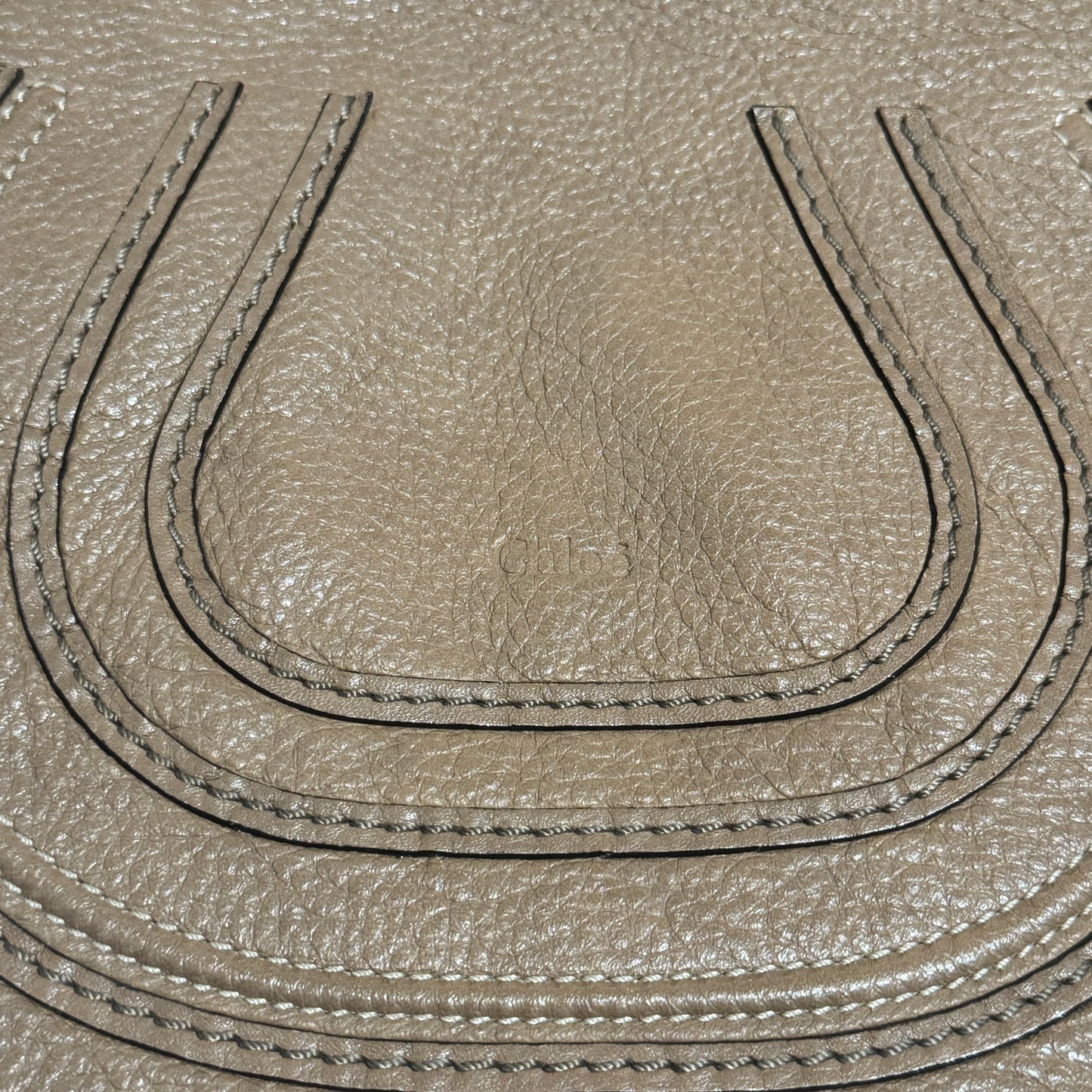 Chloe Taupe Grain Leather Medium Marcie Crossbody Bag