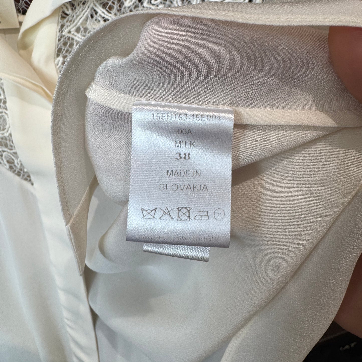 Chloe Guipure-detail Silk Shirt Neutral Long Sleeve 38