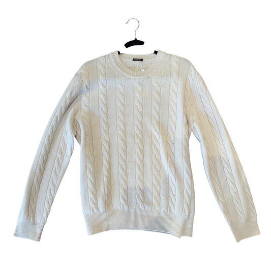 Manrico Pure Cashmere Crewneck Cable Knit Cream Sweater Small