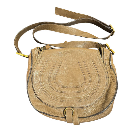 Chloe Taupe Grain Leather Medium Marcie Crossbody Bag