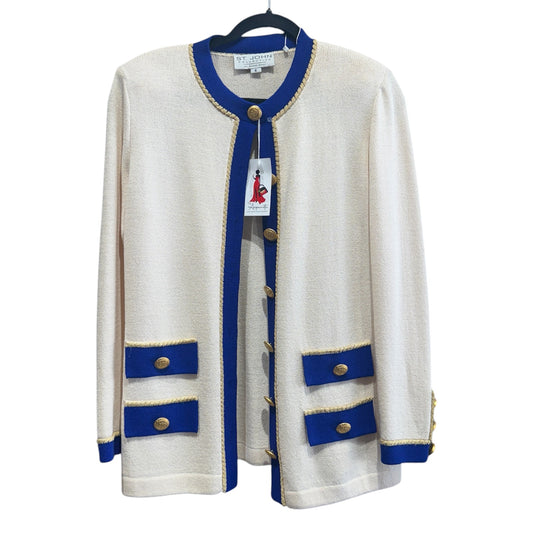 St. John Vtg 3 PC Set Cream/Blue Trim Gold Buttons