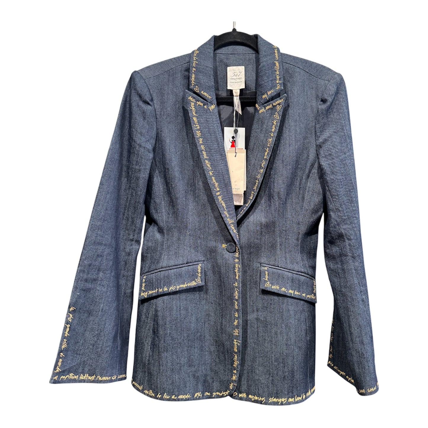 Cinq a Sept Cheyenne Love Letter Embellished Denim 6