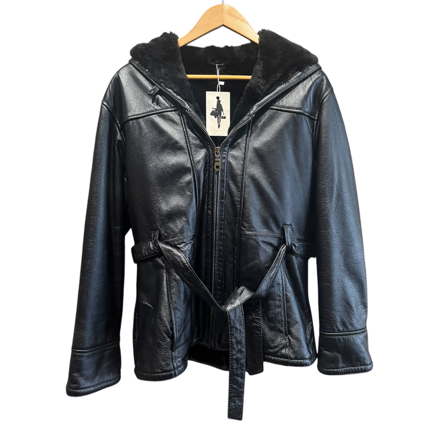 Wilson's Leather Hooded Jacket with Fuzzy Lining Medium