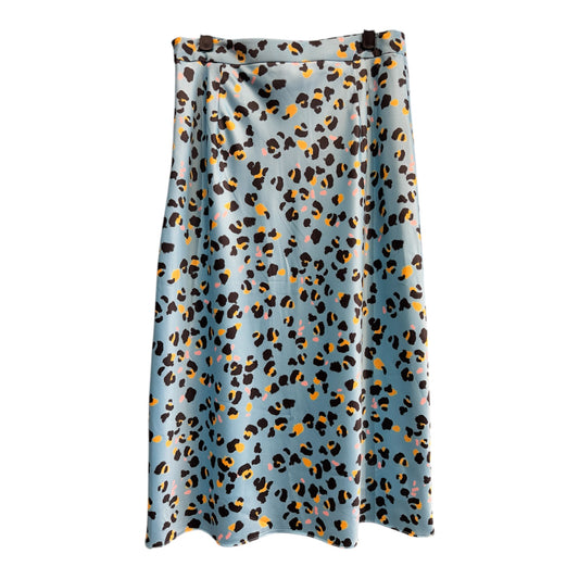 Anthropologie Hutch Eclectic Leopard Blue Midi Skirt Size 10