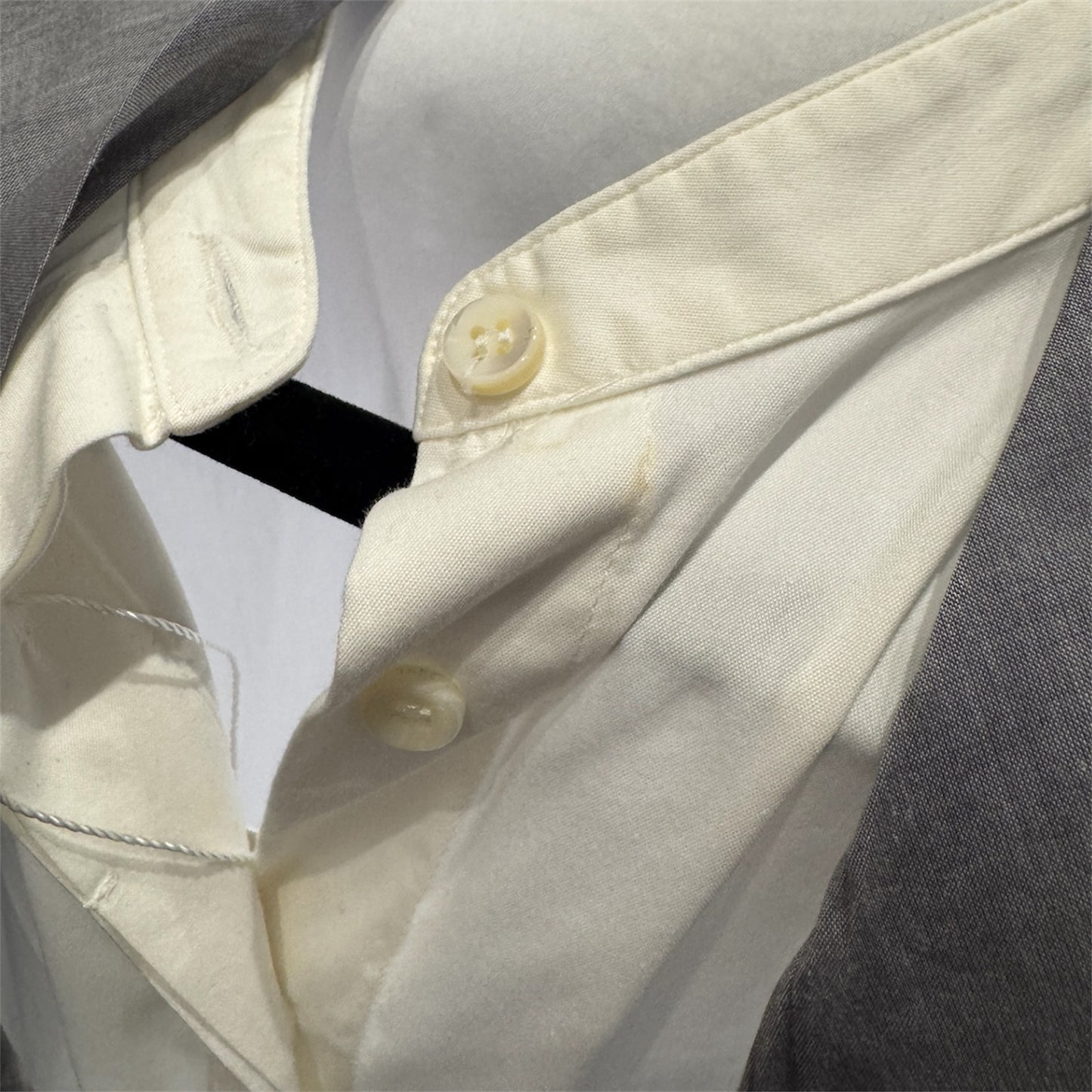 Brunello Cucinelli White Poplin Top with Grey Accent Large