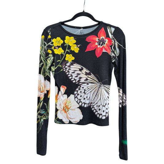 Alice + Olivia Delaina Butterfly Printed Long Sleeve Top