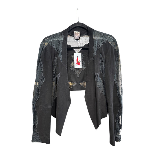 Haute Hippie Suede and Lace Panel Black Bolero