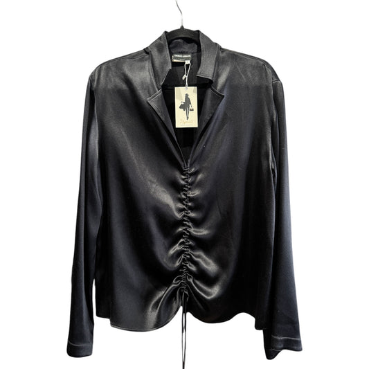 Giorgio Armani Ruched Satin Blouse Black Size 46
