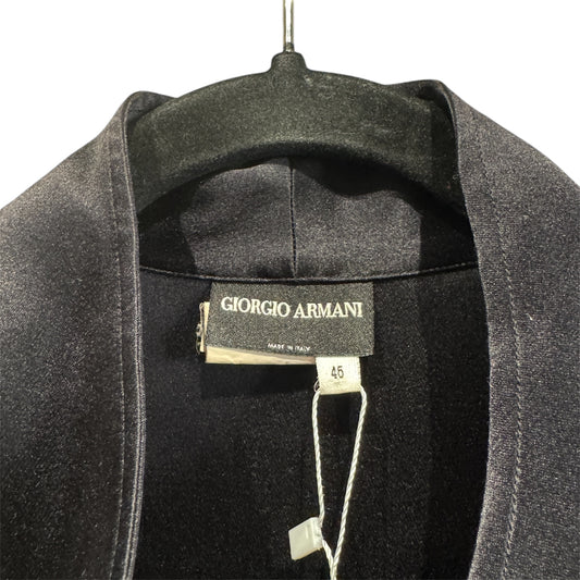Giorgio Armani Ruched Satin Blouse Black Size 46