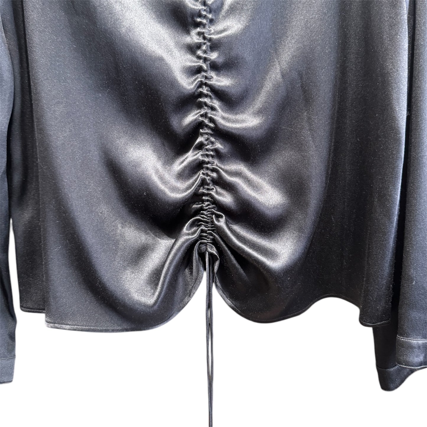 Giorgio Armani Ruched Satin Blouse Black Size 46