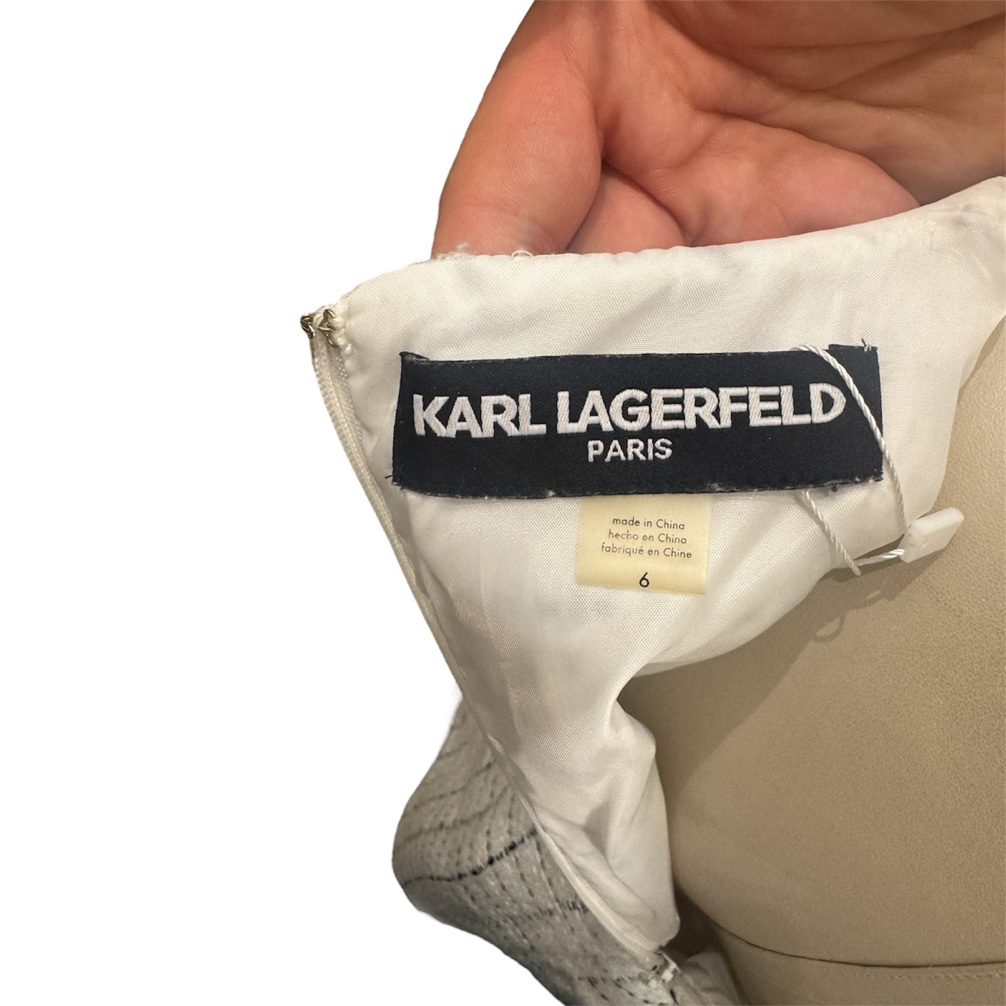 Karl Lagerfeld Paris White and Black Shift Dress Size 6