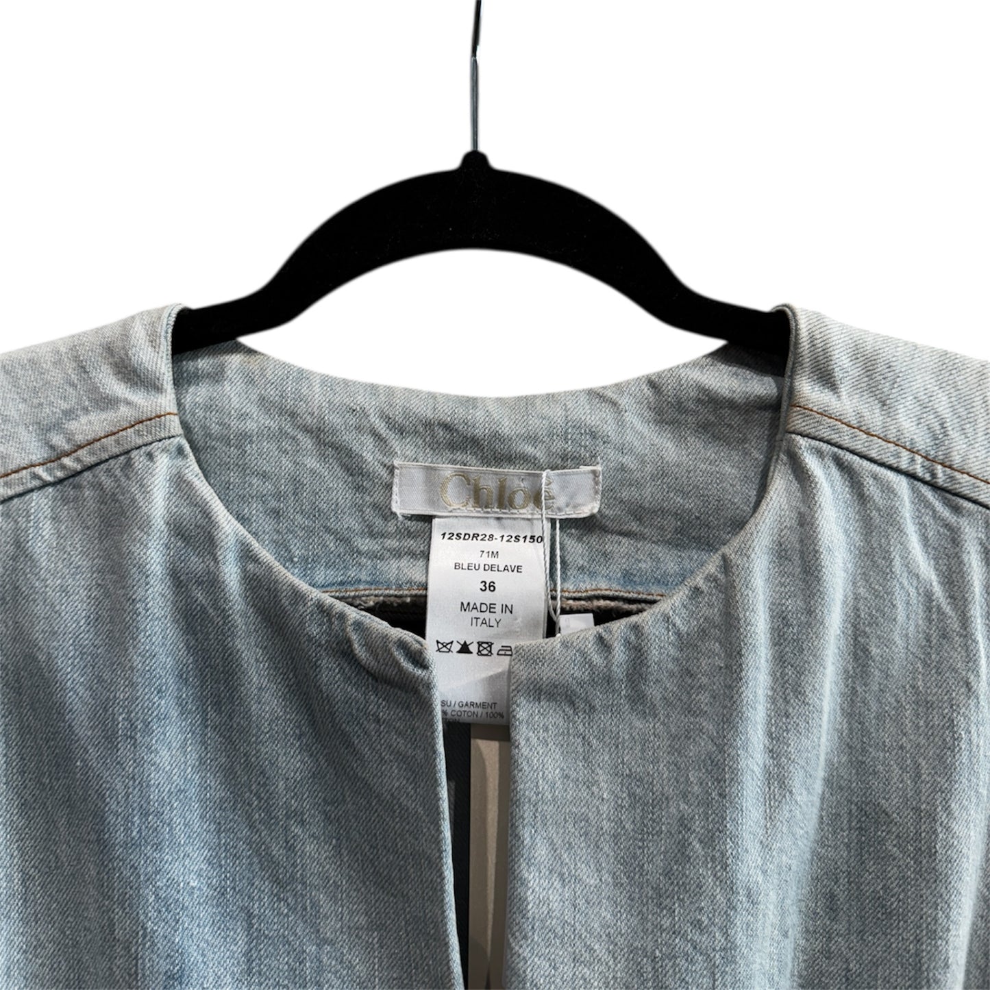 Chloe Pleated Wash Out Denim Dress Size 36