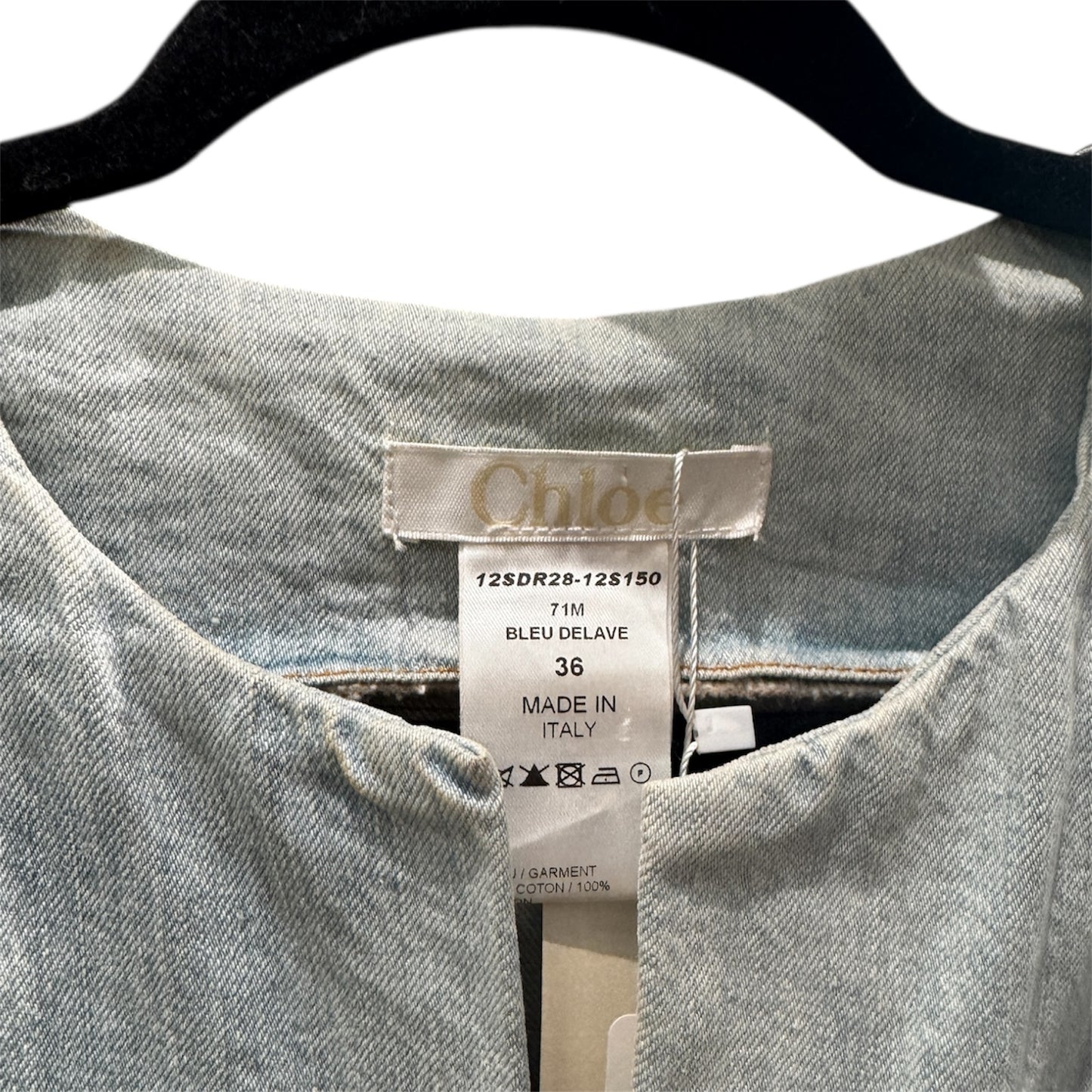 Chloe Pleated Wash Out Denim Dress Size 36