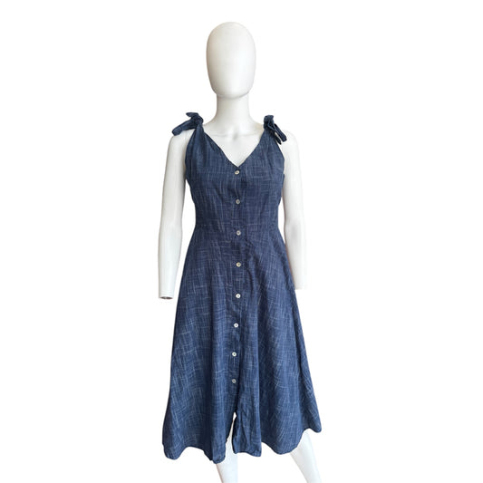 Marled Reunited Chambray Midi Dress Small Navy