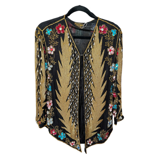 Vintage Tan Chho Black Beaded Jacket Size Medium