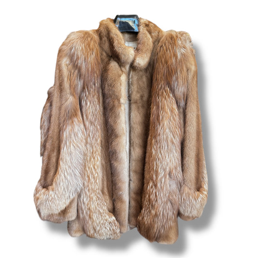 HILLIS Mink Fox Fur Coat One Size